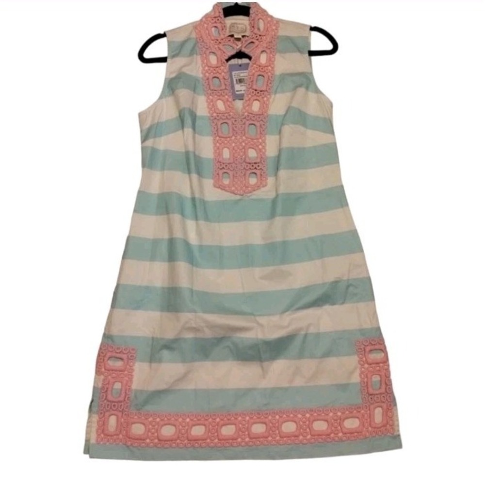 Sail To Sable Embroidered‎ Striped Shift Dress Womens M Coastal Nautical